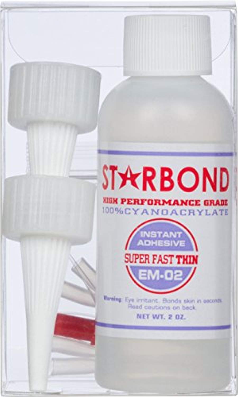 Starbond EM-02 Super Fast Thin, PREMIUM Instant CA (Cyanoacrylate Adhesive) Super Glue plus Extra Cap and Microtips, 2 oz. (For Woodturning, Pen Turning, Hobby, Stabilizing, Finish, Inlay)
