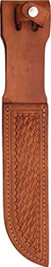 Knife Sheath Fixed Blade Brown basketweave leather. Fits up to 7" blade. SH1136